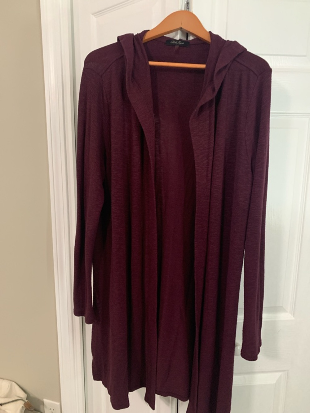 Laila Jayde Plum Hooded Open Cardigan
